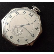 Mint Super Rare 1920s Waltham 14k Soilid White Gold Ruby Opera Pocket Watch