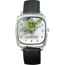 Monster Energy Unisex Silver-Tone Square Metal Watch 12