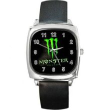 Monster Energy Unisex Silver-Tone Square Metal Watch 06