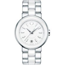 Movado Cerena White Dial Stainless Steel and Ceramic Ladies Watch 0606539