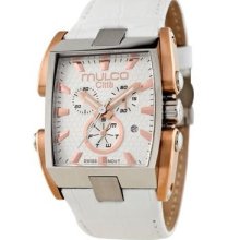 Mulco Unisex Citta Chronograph Mw1-20185-113 White Leather Strap Swiss Watch