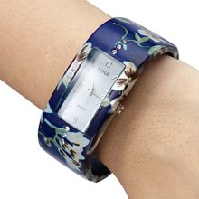 Multi-Colored Women's Flower Style Alloy Analog Quartz Bracelet Watch