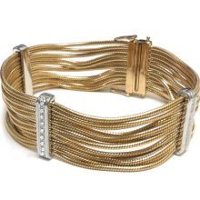 Multi Strand Bracelet in Yellow Stainless Steel with Diamond Bars