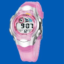 Muti Functional Light Alarm Date Children's Pink Watch