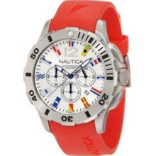 Nautica N18639g Bfd 101 Chronograph Red Strap Men's Watch In Original Box