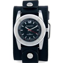 Nemesis Men's Black Leather Watch (Carbon Fiber)