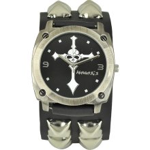 Nemesis Men's Punk Rock Cross Skull Leather Band Watch (Watch)