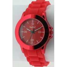 Neon-T Unisex Quartz Watch With Red Dial Analogue Display And Red Silicone Strap Ne50/D