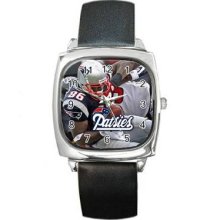 New England Patriots Unisex Silver-Tone Square Metal Watch 09