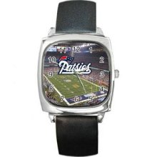 New England Patriots Unisex Silver-Tone Square Metal Watch 03