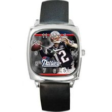 New England Patriots Unisex Silver-Tone Square Metal Watch 04