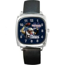 New England Patriots Unisex Silver-Tone Square Metal Watch 12