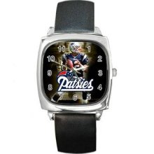 New England Patriots Unisex Silver-Tone Square Metal Watch 06