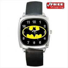 NEW* HOT BATMAN Square Metal Wrist Watch - Leather - Silver