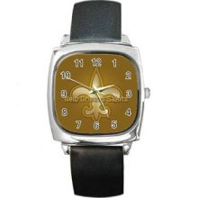 New Orleans Saints Unisex Silver-Tone Square Metal Watch 05