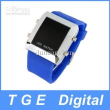 New Unisex Silicone Band Led Sports Digital Wrist Watch Deep Blue