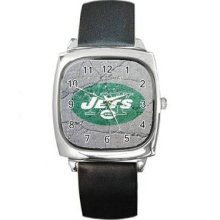 New York Jets Unisex Silver-Tone Square Metal Watch 10