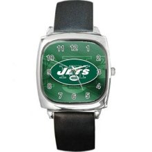 New York Jets Unisex Silver-Tone Square Metal Watch 02