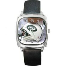 New York Jets Unisex Silver-Tone Square Metal Watch 09