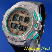 Newest Fashion Ohsen Led Backlight Digital Date Day Lady Mens Sport Watch