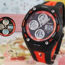 Newest Ohsen Sports Watch Quartz Mens Boy Silica Gel Date Alarm Game Function