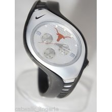 Nike Triax Swift 3i Analog Watch Texas Longhorns Silver Dial Black Rubber Wr0091