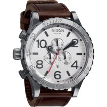 Nixon, 51-30 Chrono Leather Watch - Silver/Brown