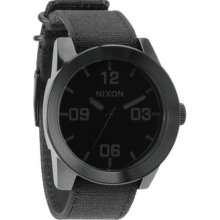 Nixon Corporal Watch 3-hand Japanese Black Gunmetal Canvas Authentic Mens