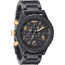 Nixon Men's 42-20 Matte Black and Gold Chronograph Watch ...