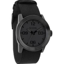 Nixon The Private All Black Pu Canvas Band Watch A049-001