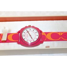 NWT COACH Womens Boyfriend Rubber Silicon Strap Watch Pink or Purple