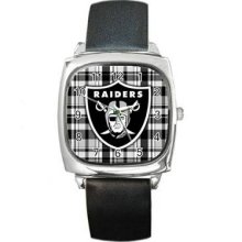 Oakland Raiders Unisex Silver-Tone Square Metal Watch 02