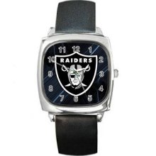 Oakland Raiders Unisex Silver-Tone Square Metal Watch 10