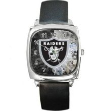 Oakland Raiders Unisex Silver-Tone Square Metal Watch 01