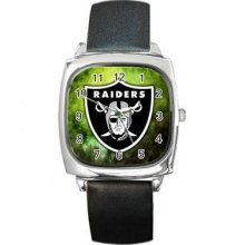 Oakland Raiders Unisex Silver-Tone Square Metal Watch 15