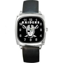 Oakland Raiders Unisex Silver-Tone Square Metal Watch 03