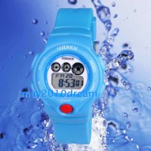 Ohsen Sport Digital Wrist Quartz Rubber Band Watch Blue