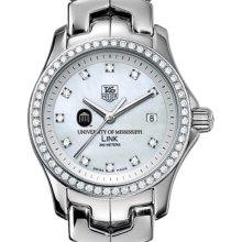 Ole Miss TAG Heuer Watch - Women's Link Watch w/ Diamond Bezel