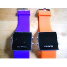 Orange Or Blue Luxury Sport Style Led Digital Date Lady Or Men Watch