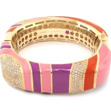 Orange, Pink and Purple Enamel Striped Square Bangle by Lauren G Adams