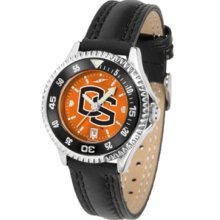 Oregon State Beavers Competitor Ladies AnoChrome Watch with Leather Band and Colored Bezel