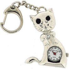 Park Lane Silver Tone Cat Keychain Analogue Watch Plkr16 In Presentation Tin.