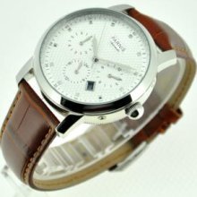 Parnis 43mm Textrured Dial White Dial Automatic Mens Wristwatches X108