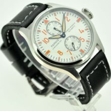 Parnis 47mm Big Pilot Power Reserve White Dial Automatic I002-a