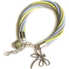 PASTEL rubber cord bracelet - DRAGONFLY bracelet - bangle bracelet - rubber bracelet - spring trends - summer - spring bracelet - N E W