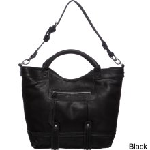 Perlina Samantha Leather Tote Bag (Black)