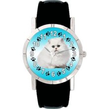 Persian Cat Mens Womens Water Resistant Genuine Leather Band Wrist Watch Sa2604