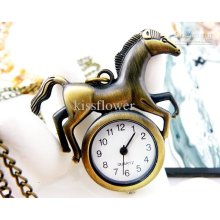 Personality Cartoon Horse Fashion Pocket Watch, Necklace ,quartz Wat