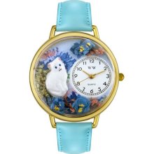 Personalized White Cat Unisex Watch - Black Padded