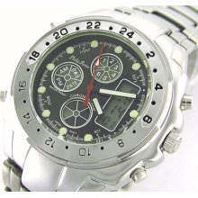 Philip Persio Mens Chrono Alarm Sport Watch Black